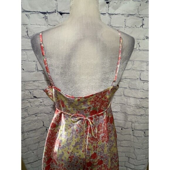 Adonna Vintage Satin Nightgown & Robe Pink Floral Silky Belted Size Large - Picture 6 of 16